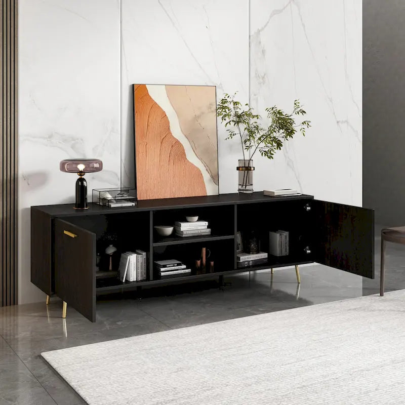 Timechee TV Stand for TVs up to 73(Brown/White)