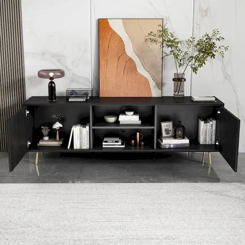 Timechee TV Stand for TVs up to 73(Brown/White)