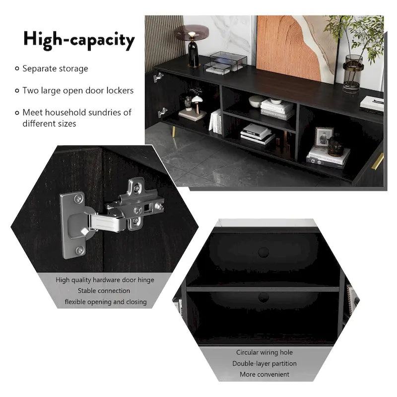 Timechee TV Stand for TVs up to 73(Brown/White)