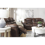 Stoneland Contemporary Reclining Sofa Chocolate