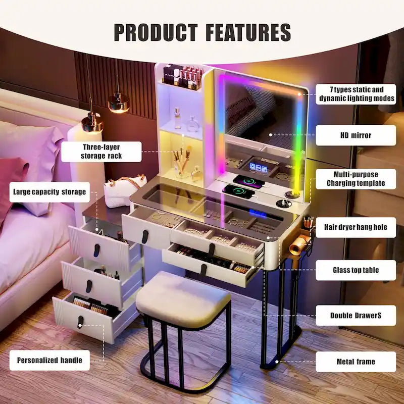 Makeup Vanity with LED Light