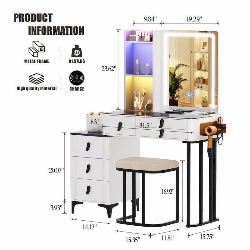 Makeup Vanity with LED Light