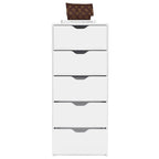 Basilea Narrow Dresser with 5 Drawers, White