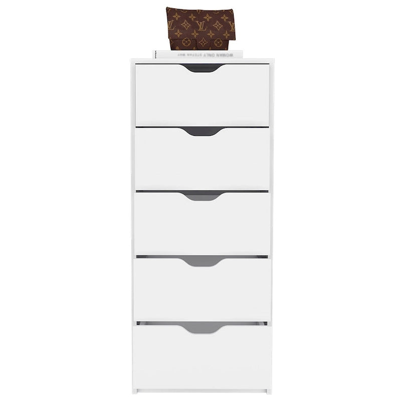 Basilea Narrow Dresser with 5 Drawers, White