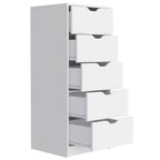 Basilea Narrow Dresser with 5 Drawers, White
