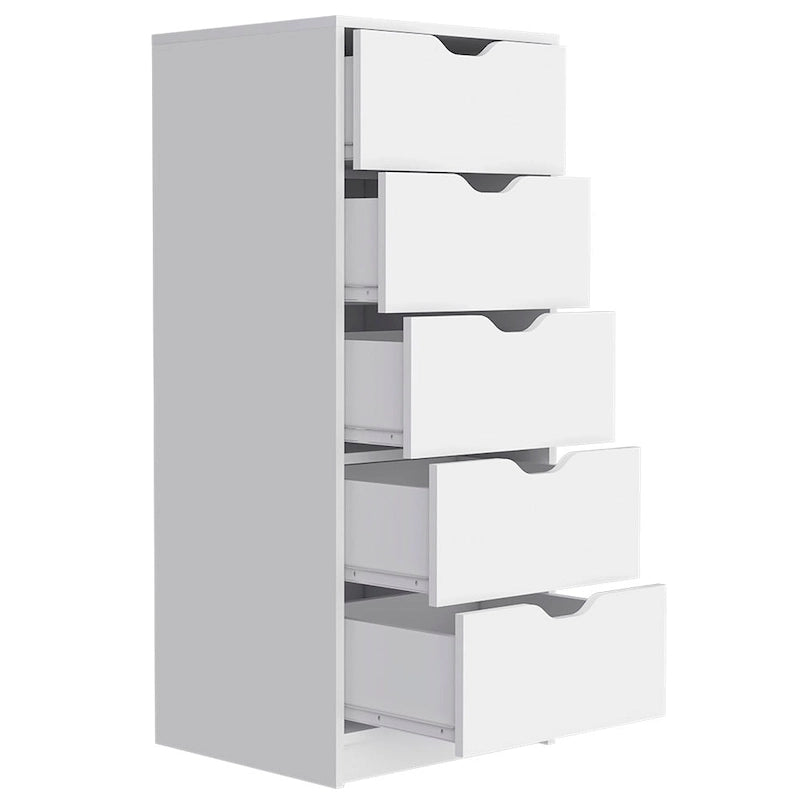 Basilea Narrow Dresser with 5 Drawers, White