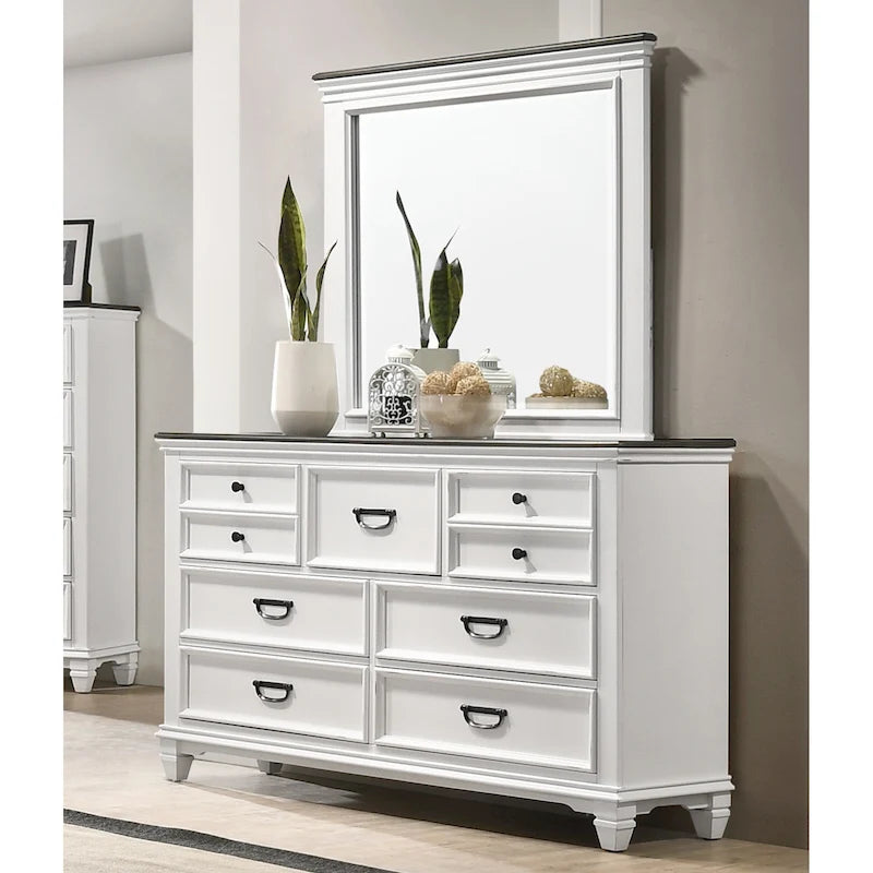 Roundhill Furniture Clelane Wood 7-Drawer Dresser with Mirror