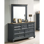 Roundhill Furniture Clelane Wood 7-Drawer Dresser with Mirror