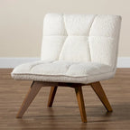 Darielle Japandi Cream Boucle Fabric and Walnut Brown Finished Rubberwood Accent Chair