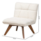Darielle Japandi Cream Boucle Fabric and Walnut Brown Finished Rubberwood Accent Chair