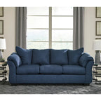 Aruca Navy Blue Microfiber Pillow-back Sofa