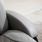 HOMCOM PU Recliner Reading Armchair with Footrest, Headrest and Round Steel/Wood Base for Living Room or Office, Grey