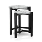 Bittar Transitional Brown Grey 20-inch Faux Marble Top Nesting Side Table by Furniture of America