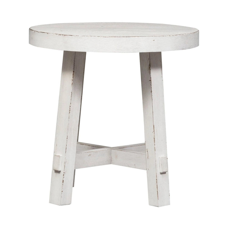 Modern Farmhouse Flea Market White Splay Leg Round End Table