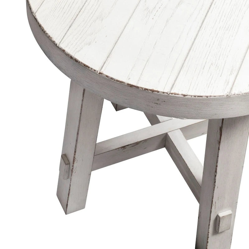 Modern Farmhouse Flea Market White Splay Leg Round End Table