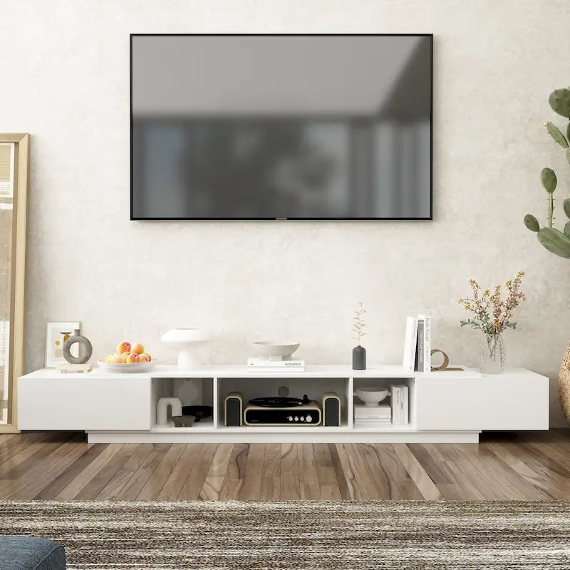 94.5 TV Stand Efficient Cable Management and Spacious Storage Console