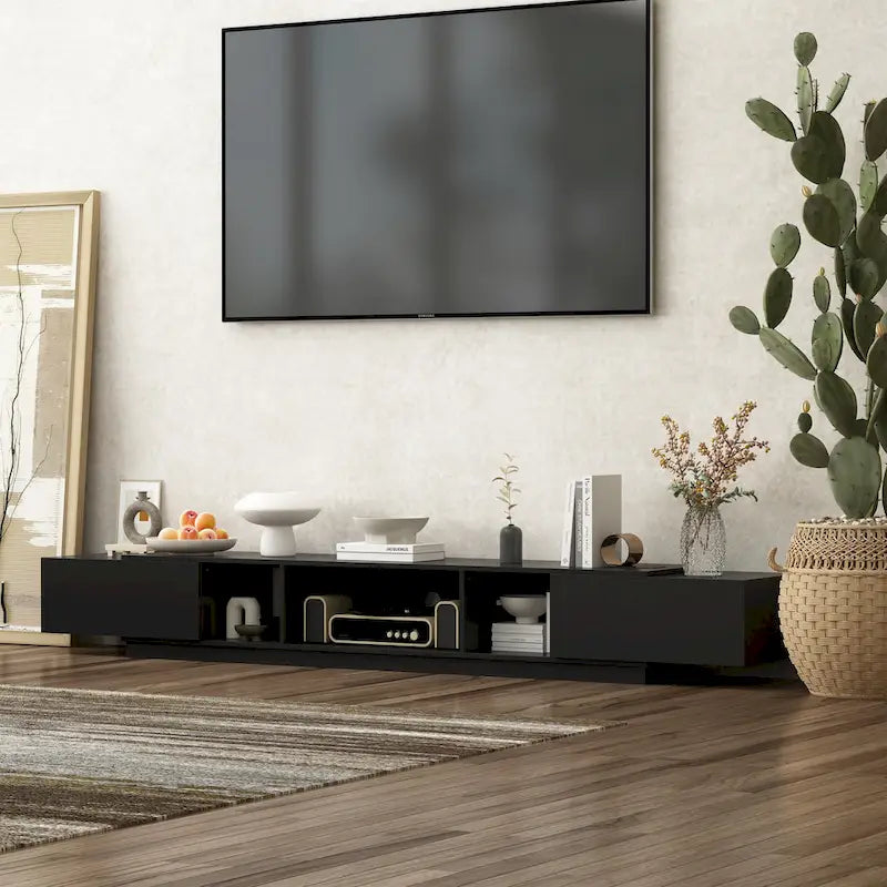 94.5 TV Stand Efficient Cable Management and Spacious Storage Console