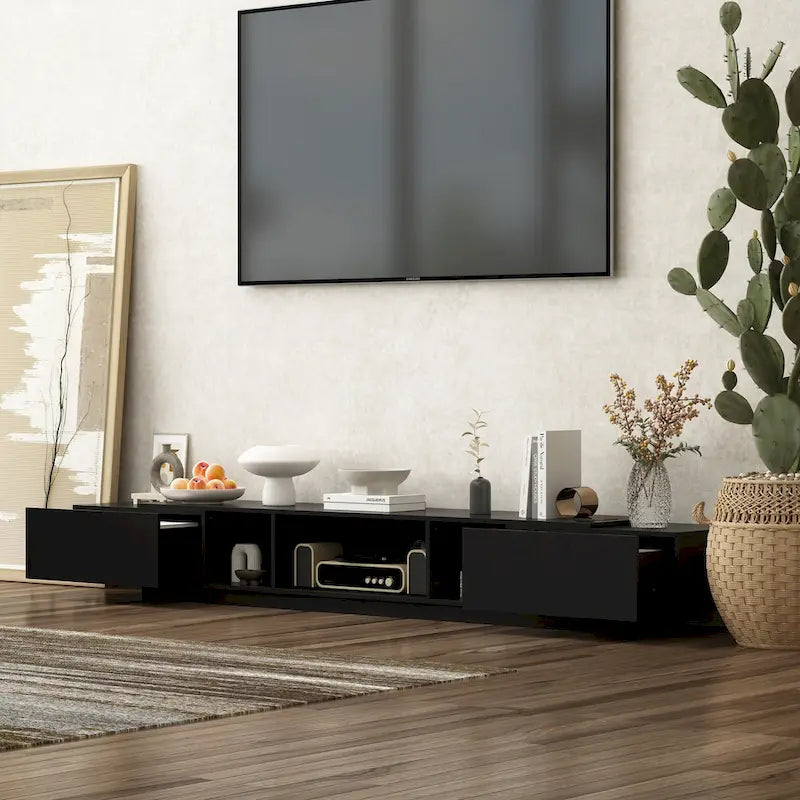 94.5 TV Stand Efficient Cable Management and Spacious Storage Console