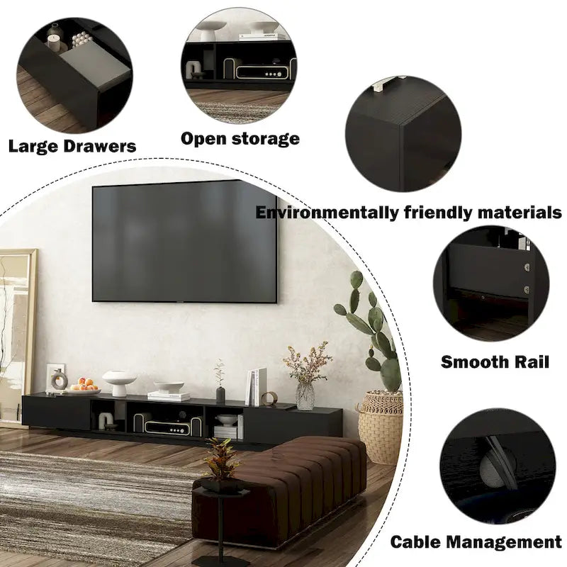 94.5 TV Stand Efficient Cable Management and Spacious Storage Console