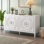 Living Room Sideboard Storage Cabinet with Circular Groove Design