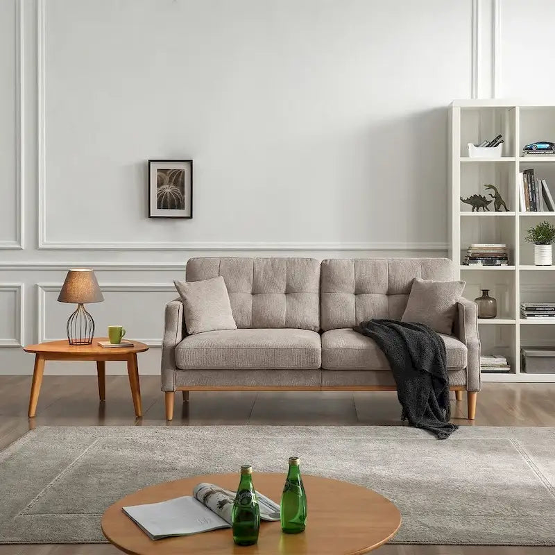 Modern 3-seat Fabric Sofa with USB Charge Port