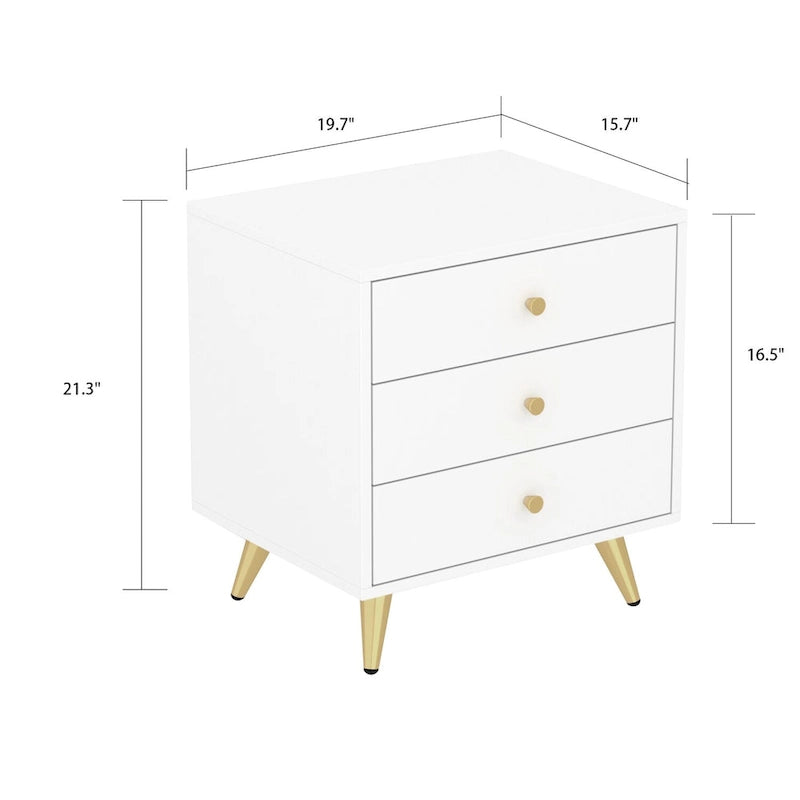 21.2 Tall End Table Sofa Coffee Nightstand in White Metal Leg