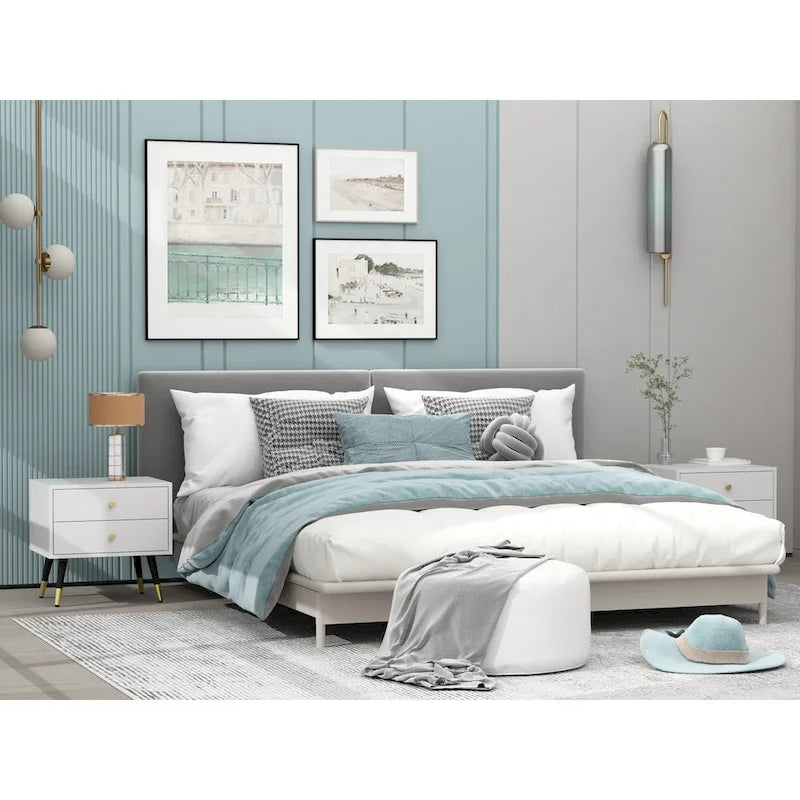 21.2 Tall End Table Sofa Coffee Nightstand in White Metal Leg