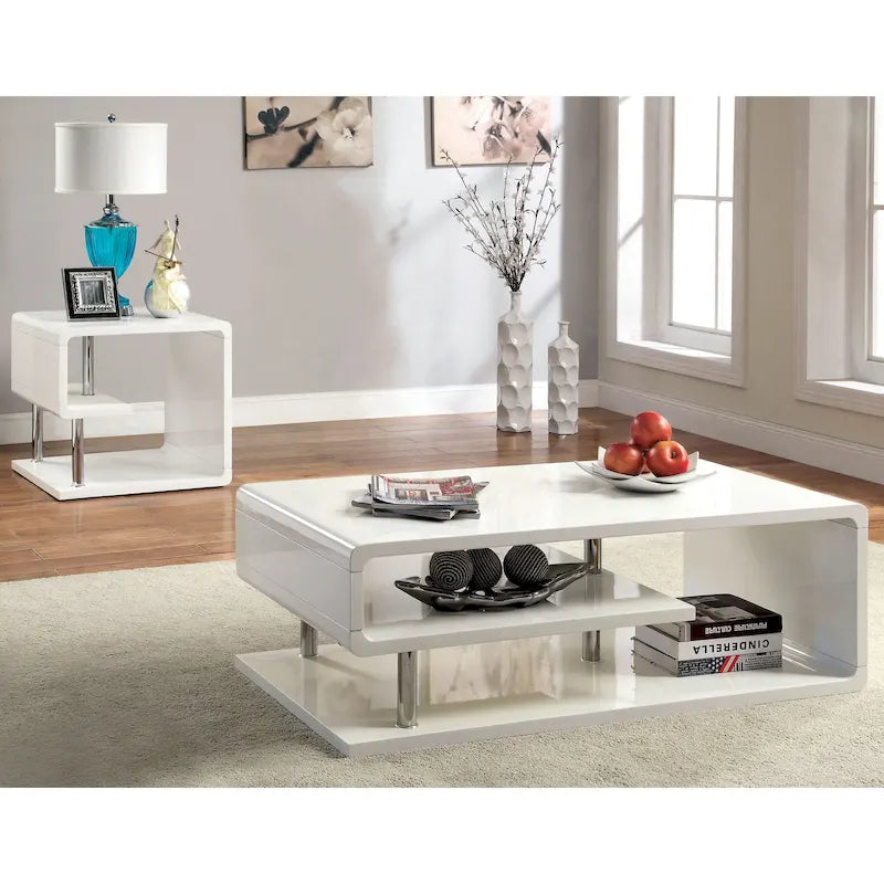 Inomata Contemporary 47-inch Wood Open-Shelf 2-Piece Coffee Table and End Table Set by Furniture of America