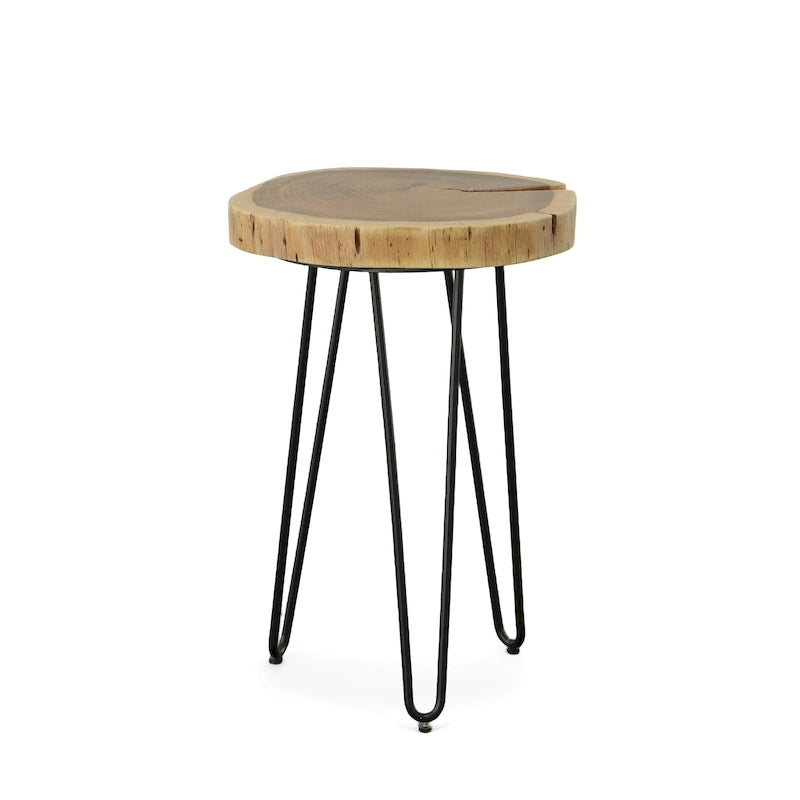 Carolina Living Seti Live Edge Accent Table - Natural Top - Black Base