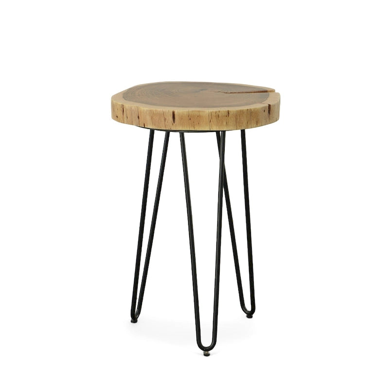 Carolina Living Seti Live Edge Accent Table - Natural Top - Black Base