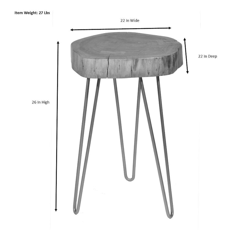 Carolina Living Seti Live Edge Accent Table - Natural Top - Black Base