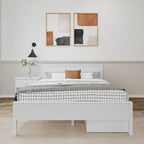 Plank and Beam Queen-Size Bed with Panel Headboard and Storage Drawers
