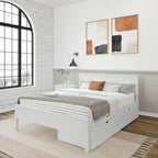 Plank and Beam Queen-Size Bed with Panel Headboard and Storage Drawers