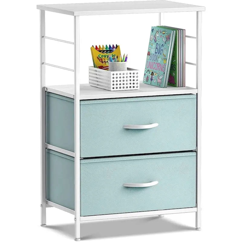 Nightstand 2-Drawer Shelf Storage - Bedside Furniture End Table Chest