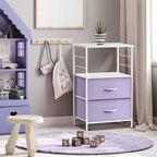 Nightstand 2-Drawer Shelf Storage - Bedside Furniture End Table Chest