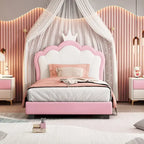 Upholestered Princess Bed With Crown Headboard