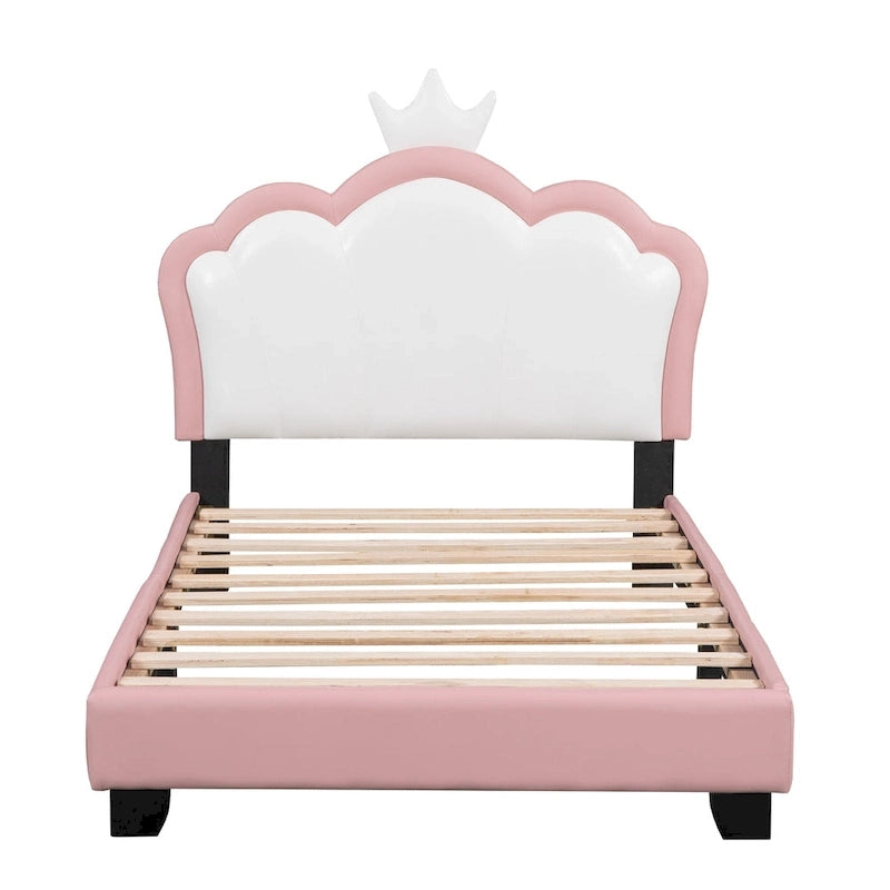 Upholestered Princess Bed With Crown Headboard
