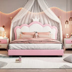 Upholestered Princess Bed With Crown Headboard
