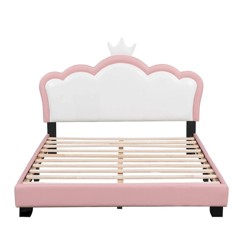 Upholestered Princess Bed With Crown Headboard