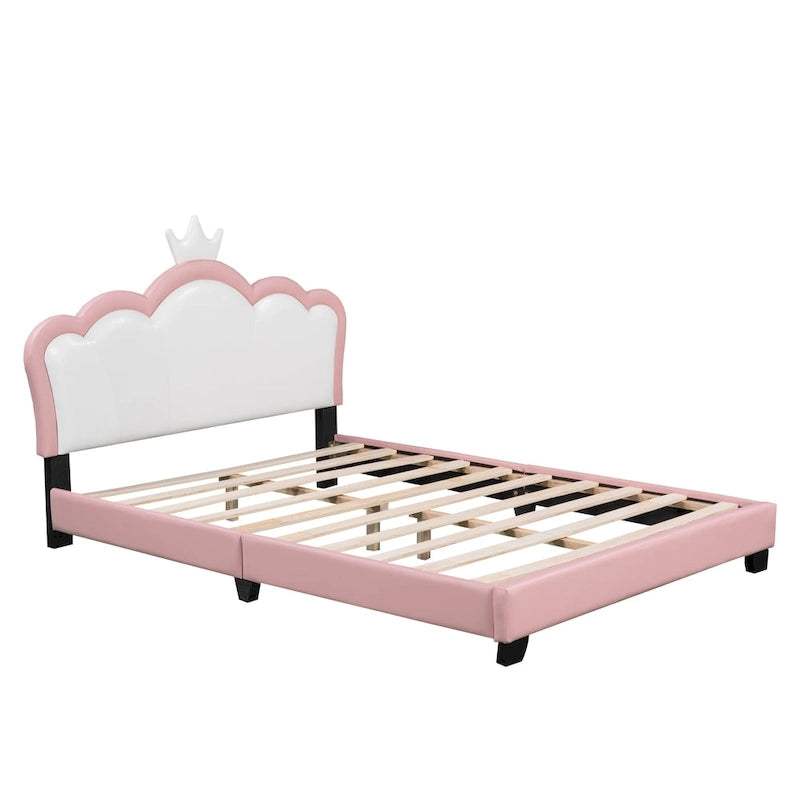 Upholestered Princess Bed With Crown Headboard