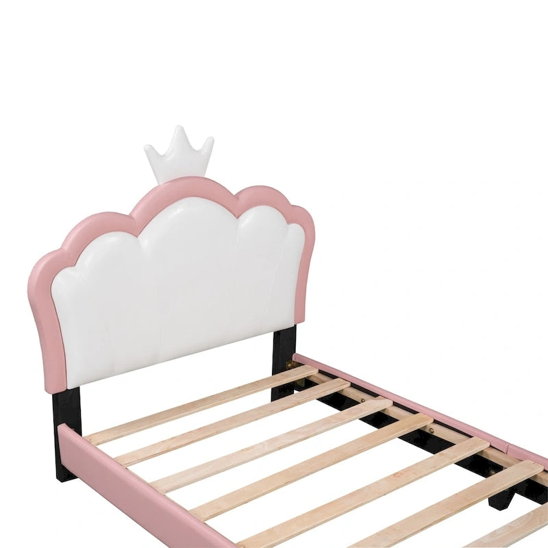 Upholestered Princess Bed With Crown Headboard