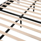 Velvet Upholstered Platform Bed with Flower Pattern Headboard