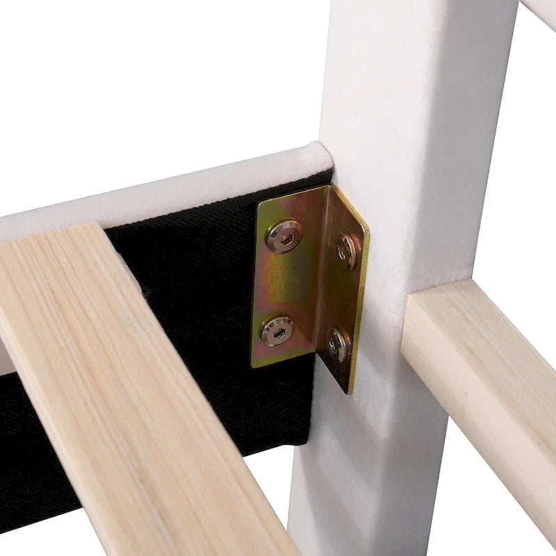 Velvet Upholstered Platform Bed with Flower Pattern Headboard