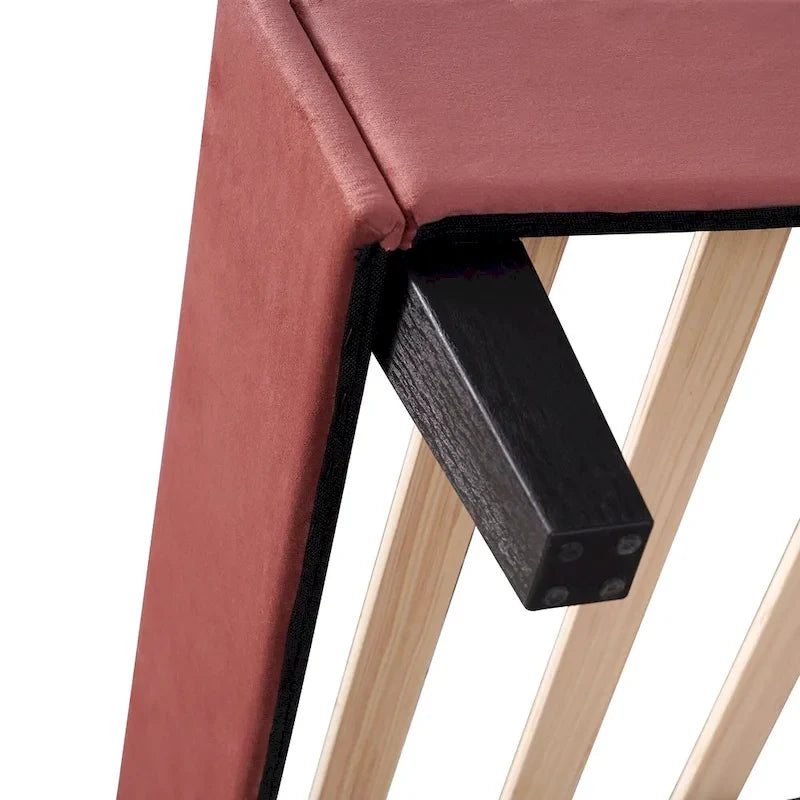 Velvet Upholstered Platform Bed with Flower Pattern Headboard