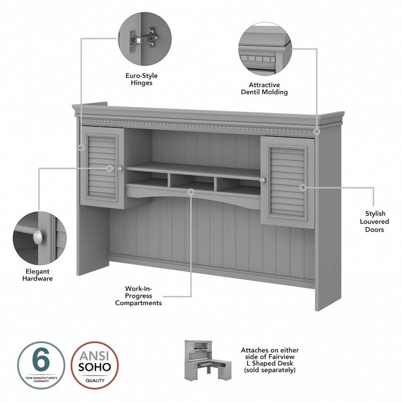 Fairview 60W Desk with Hutch, and Storage Set by Bush Furniture