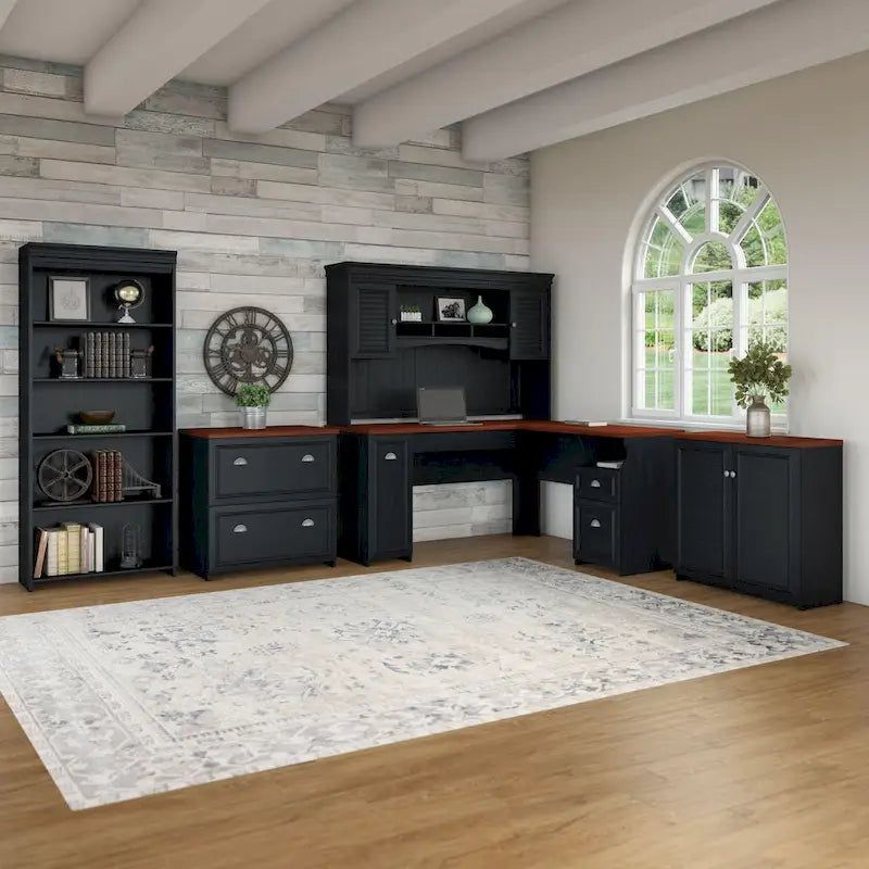 Fairview 60W Desk with Hutch, and Storage Set by Bush Furniture