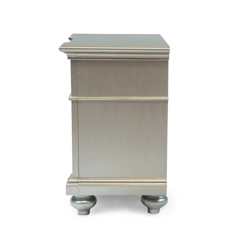 Eaen Glam Silver Wood 2-Drawer Nightstand by Furniture of America