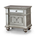 Eaen Glam Silver Wood 2-Drawer Nightstand by Furniture of America