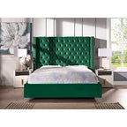 King Velvet Upholstered Bed with Deep Button Tufting
