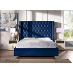 King Velvet Upholstered Bed with Deep Button Tufting